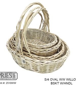 2510 (4 WHITE WASH WILLOW BASKETS 11" 13" 15" AND 14" RND)