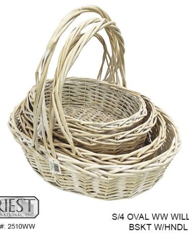 2510 (4 WHITE WASH WILLOW BASKETS 11" 13" 15" AND 14" RND)
