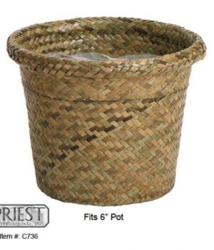 C736 (6"RND DARK STRAW POT BSKT)