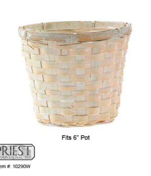 10290W (6" ROUND WHITE WASHED POT BASKET)