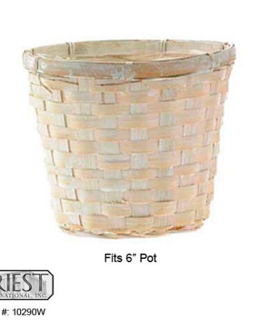 10290W (6" ROUND WHITE WASHED POT BASKET)