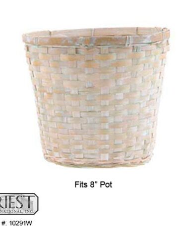 10291W (8" ROUND WHITE WASHED POT BASKET)