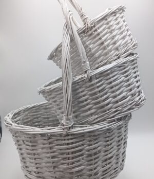 WW 2609 WRD SET OF 3 WHITE WILLOW BASKETS