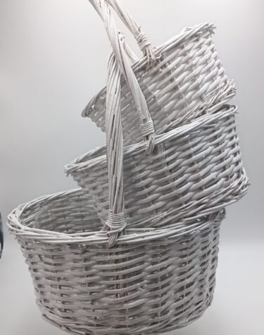 WW 2609 WRD SET OF 3 WHITE WILLOW BASKETS