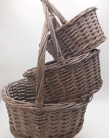WW 2609 CRD SET OF 3 COFFEE WILLOW BASKETS
